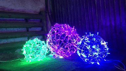 Светодиодный "Новогодний шар" 30 cм Фиолетовый, Синий 2 шт