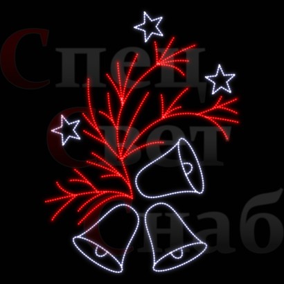 Световая консоль Колокольчики со звездами на еловой ветке